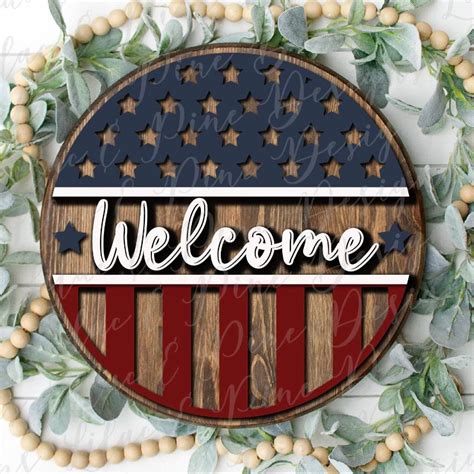 Welcome USA Round Sign – Lakes Area Custom