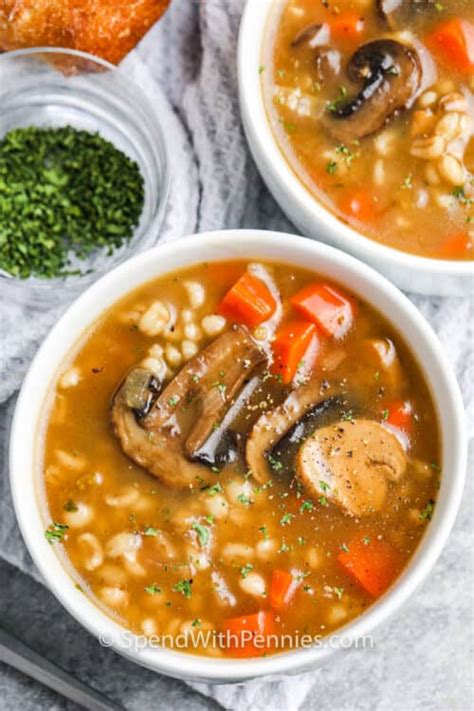 Mushroom Barley Soup (Easy to Prep) - Spend With Pennies