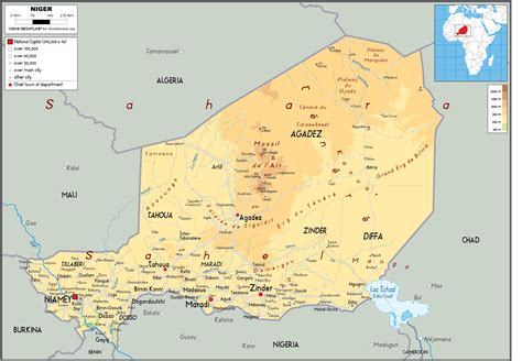 Niger Map (Physical) - Worldometer