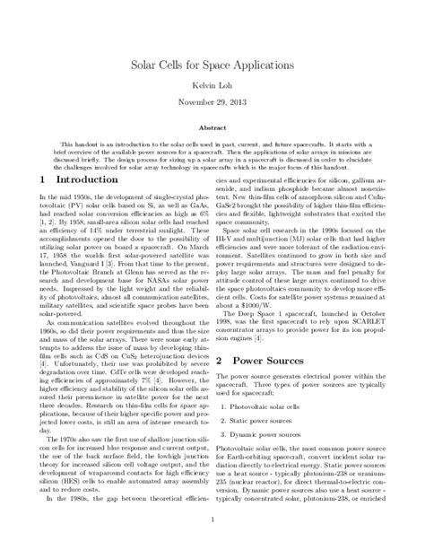 (PDF) Solar Cells for Space Applications | Kelvin Loh - Academia.edu