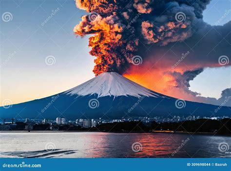 Powerful Volcanic Eruption in Japan Stock Illustration - Illustration ...