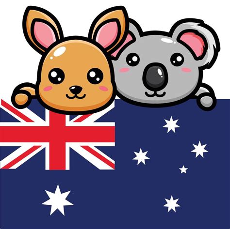 Cute Cartoon Kangaroo With Australia Flag Stock Vector, 50% OFF