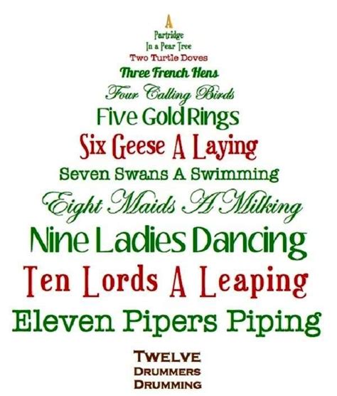 Large Print 12 Days Of Christmas Lyrics Printable Pdf