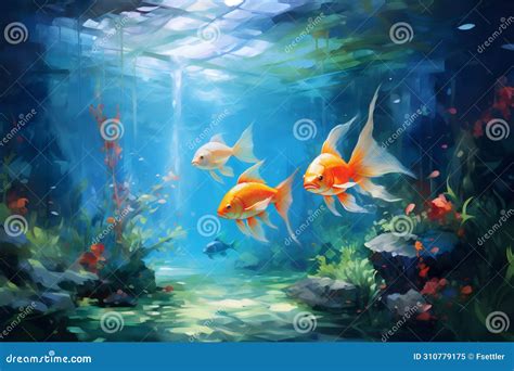 Beautiful Underwater Landscape. Oil Painting in Impressionism Style ...