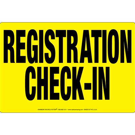 Permafiber® Sign - Registration Check In | Rainbow Racing Systems