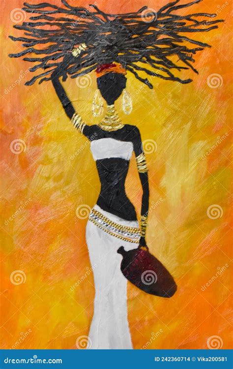 Oil Painting on Canvas African Woman. Modern Interior Painting African Motifs Stock Photo ...