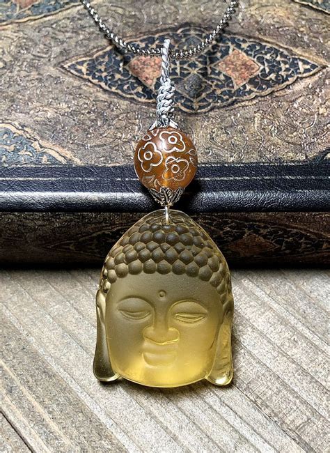 Large Gold Buddha Gemstone Necklace Golden Crystal Carved | Etsy | Buddhist jewellery, Gemstone ...