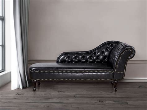 Chaise longue vintage destra in pelle sintetica nera NIMES | Beliani.it