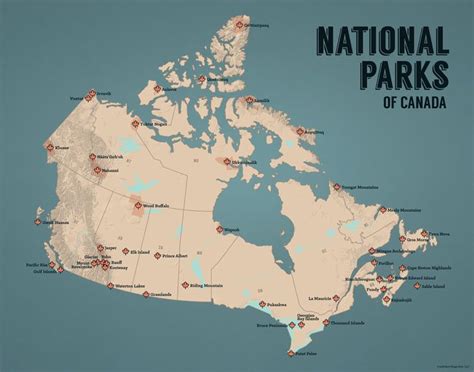 Canada National Parks Map 11x14 Print | Canada national parks, National ...