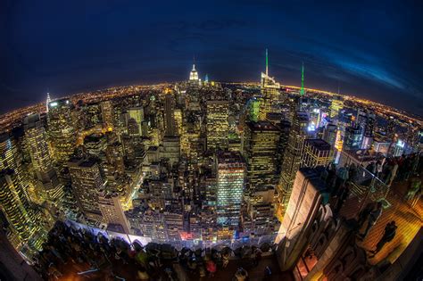 Wallpaper New York City USA megalopolis HDR Horizon From above night