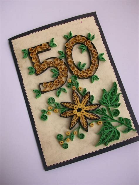 50th Birthday Card - quilled by: Handmade Tedy-Etsy Quilling Birthday Cards, Paper Quilling ...