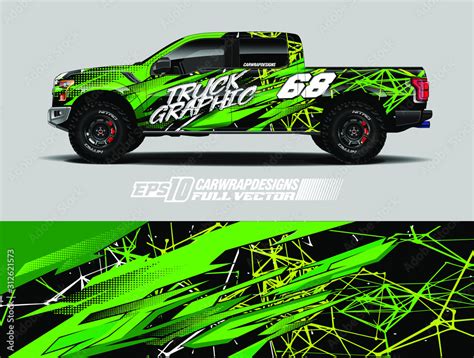 Pickup truck wrap design vector. Graphic abstract stripe racing ...