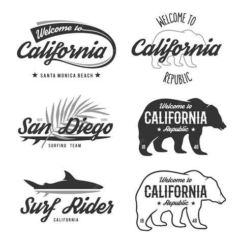 Premium Vector | Vintage monochrome California badges.