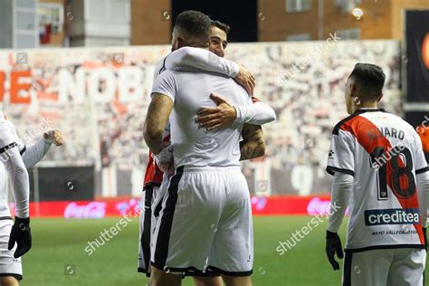 Players Rayo Vallecano Celebrates Goal Editorial Stock Photo - Stock ...