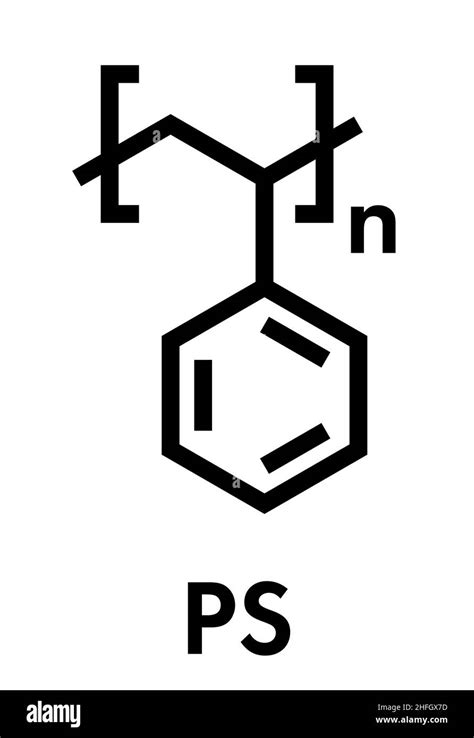 Polystyrene (PS) plastic, chemical structure. Used in insulation ...