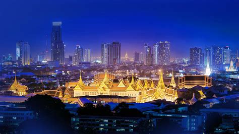 Skyscraper Bangkok Grand Palace With Lights In Thailand HD Travel ...