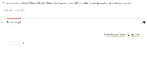 Solved 2CO+O2 2CO2 1st attempt | Chegg.com