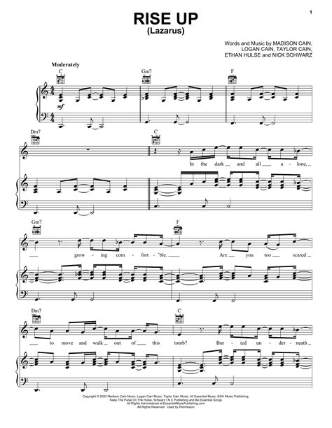 CAIN Rise Up (Lazarus) Sheet Music Notes, Chords | Sheet music notes, Sheet music, Music notes