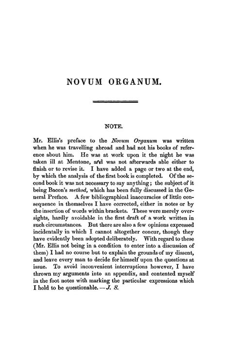 NOVUM ORGANUM - The Works of Francis Bacon