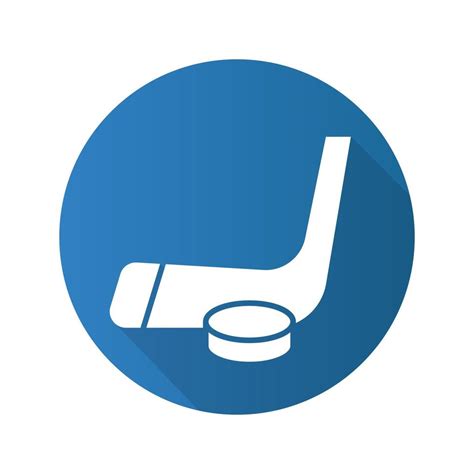 Hockey puck and stick. Flat design long shadow icon. Ice hockey ...