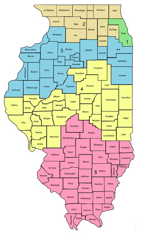 Illinois Judges 2015: Map of the Five Illinois Appellate Judicial Districts