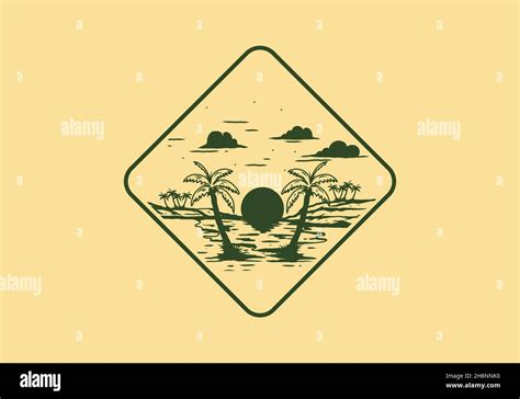 Vintage bay beach illustration graphic design Stock Vector Image & Art - Alamy