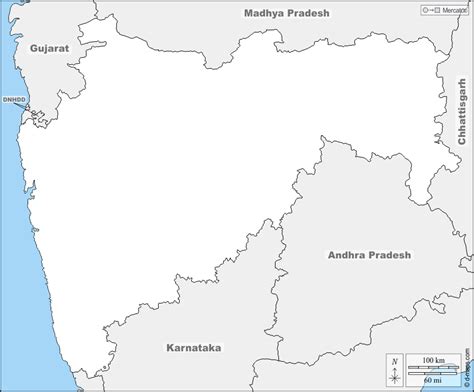 Maharashtra free map, free blank map, free outline map, free base map boundaries, names