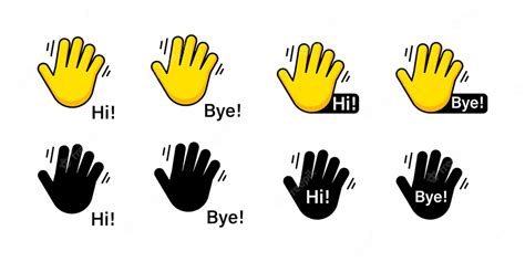 Premium Vector | Hi bye greeting hand waving logo icon Greetings web ...