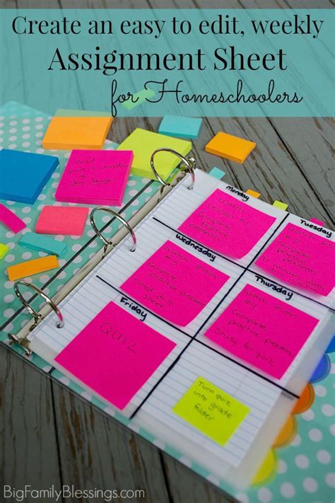 Create an Easy to Edit, Homeschool Weekly Assignment Sheet