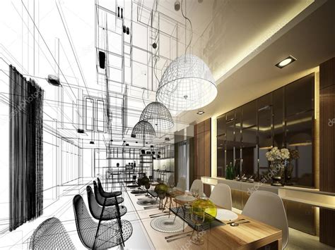 Abstract sketch design of interior dining — Stock Photo © yaryhee #57076397