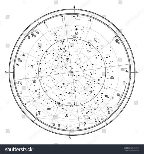 Astrological Celestial Map Northern Hemisphere Horoscope Stock Vector ...