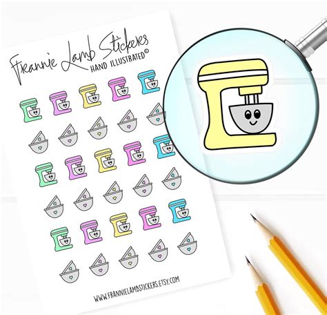 Baking Planner Stickers Planner Stickers Mixer and Bowl - Etsy