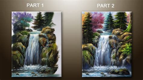 How to Paint Waterfall With Acrylics Lesson 2 ( PART 1) | Canvas ...