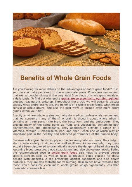 Benefits of Whole Grain Foods