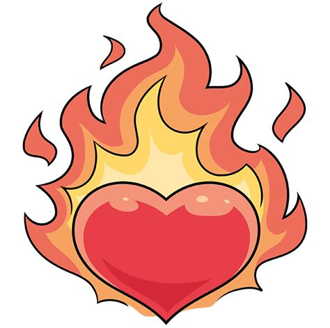 How to Draw a Heart on Fire - Really Easy Drawing Tutorial