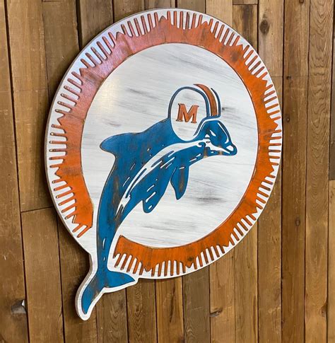 Miami Dolphins Logo, Old School, Classic, Vintage, Rustic, Distressed Wall Hanging, Home Decor ...