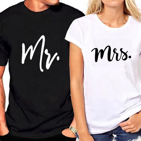 2018 Fashion Couples T shirts Mr. Mrs. Husband and Wife T Shirts ...