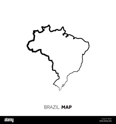 Brazil vector country map outline. Black line on white background Stock ...