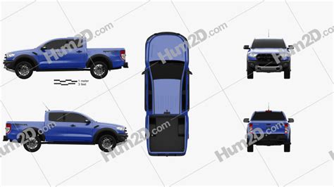 Ford Ranger Double Cab Raptor 2018 Blueprint in PNG - Download Vehicles ...