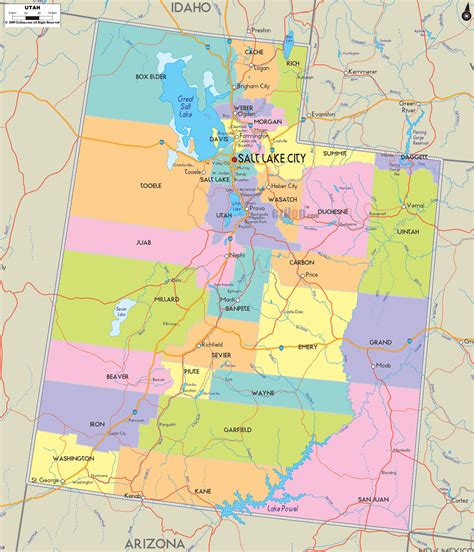 Detailed Political Map of Utah - Ezilon Maps