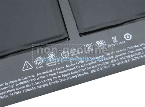 Apple A1466 battery,54.4Wh battery for Apple A1466 laptop (4 cells,7.6V)