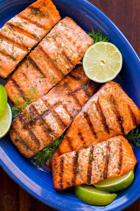 Grilled Salmon with Garlic Lime Butter - NatashasKitchen.com