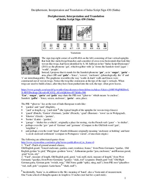 (PDF) Decipherment, Interpretation and Translation of Indus Script Sign ...