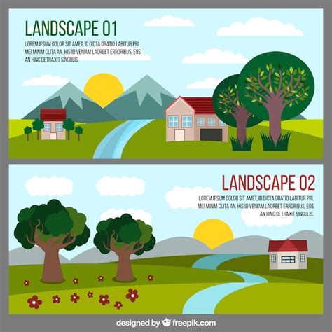 Free Vector | Banners of beautiful landscapes