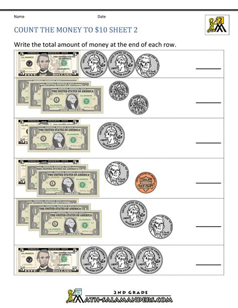 Printable Money Counting Worksheets