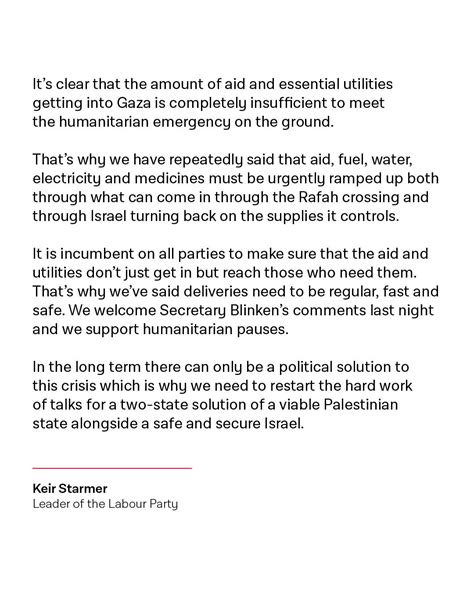 Latest Starmer statement on Israel/Palestine : r/LabourUK