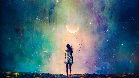 Download Anime Girl Sad Alone Under Moon Wallpaper | Wallpapers.com