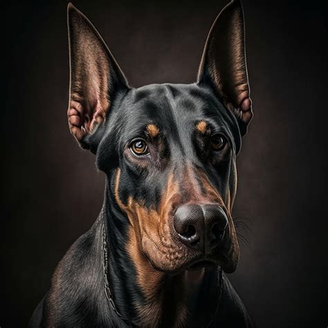 Premium AI Image | doberman dog portrait photography black background