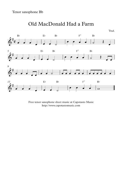 Free Sheet Music Scores: Free easy tenor saxophone sheet music - Old ...