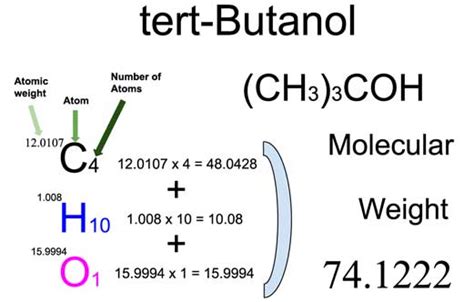 tert-Butanol [(CH3)3COH] Molecular Weight Calculation - Laboratory Notes